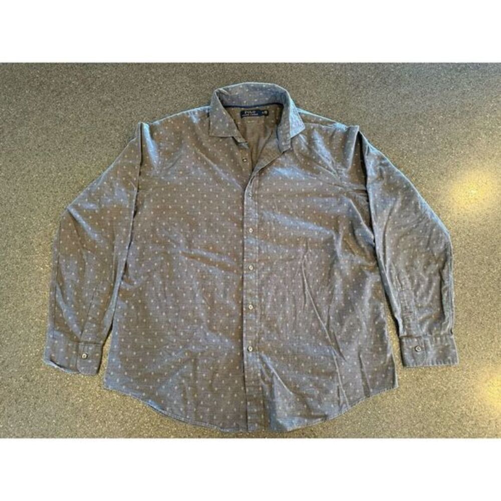Polo Ralph Lauren‎ Men's Grey Button Down All Over Diamond Size XL